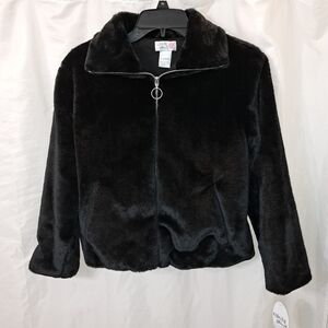 Nwt Girls Xl Black Faux Fur Jacket